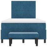 vidaXL Lit avec sommier à ressorts avec matelas et banc bleu foncé 120x200 cm en velours