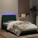 vidaXL Cadre de lit avec lumières LED vert foncé 100x200 cm velours