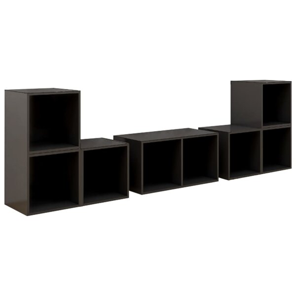 vidaXL Ensemble de meubles TV 6 Pièces Gris brillant Bois d'ingénierie