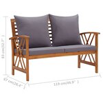vidaXL Salon de jardin 5 Pièces avec coussins Bois d'acacia solide