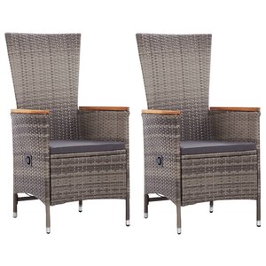 vidaXL Chaises d'extérieur lot de 2 avec coussins Résine tressée Gris