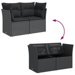 vidaXL Canapé de jardin avec coussins 2 places noir résine tressée