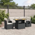 vidaXL Salon de jardin 6 Pièces avec coussins noir résine tressée