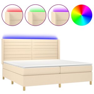 vidaXL Sommier à lattes de lit matelas et LED Crème 200x200 cm Tissu