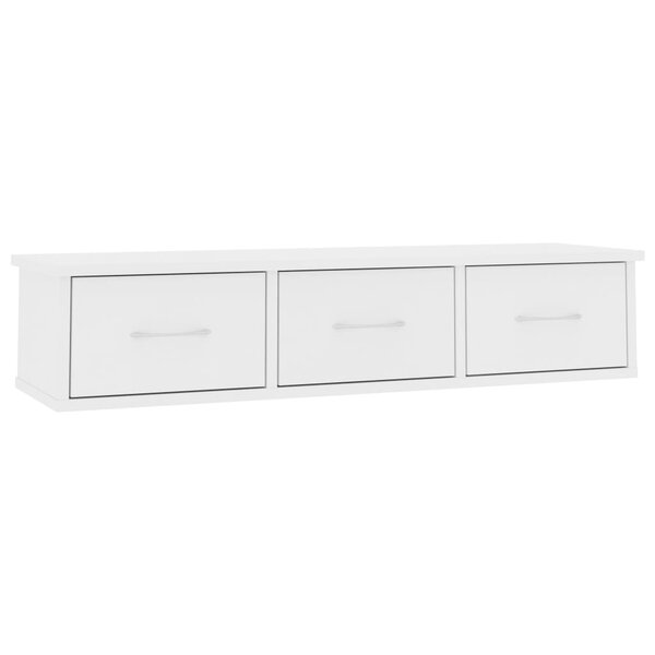 vidaXL Étagère murale avec tiroirs Blanc 88x26x18 5 cm bois ingénierie