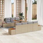 vidaXL Ensemble de salle à manger de jardin 8 pièces avec coussins en beige en poly rattan et acacia