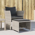 vidaXL Chaise de jardin avec tabouret gris clair résine tressée