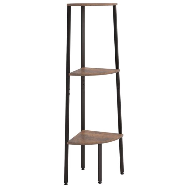 vidaXL Étagère d'angle 3 niveaux Marron foncé et noir 45 5x31 5x120 cm
