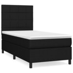 vidaXL Sommier à lattes de lit avec matelas Noir 90x190 cm Tissu