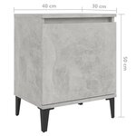 vidaXL Tables de chevet avec pieds en métal gris béton 40x30x50 cm