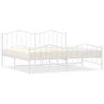 vidaXL Cadre de lit métal sans matelas et pied de lit blanc 193x203 cm