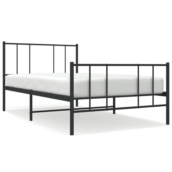 vidaXL Cadre de lit métal avec tête de lit/pied de lit noir 107x203 cm