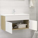 vidaXL Armoire d'évier et lavabo intégré Blanc et chêne sonoma
