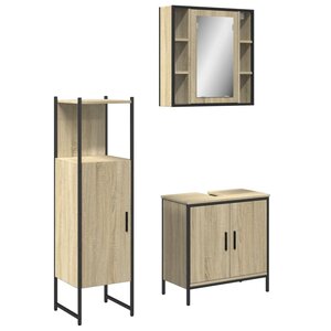 vidaXL Ensemble d'armoires de salle de bain 3 Pièces chêne sonoma