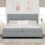 vidaXL Lit à ressorts avec matelas & lumière LED gris clair 200x200 cm en tissu