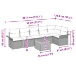 vidaXL Set de canapé de jardin 7 pièces avec coussins beige poly rattan acacia