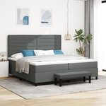 vidaXL Lit à ressorts avec matelas et banc gris foncé 200x200 cm Tissu