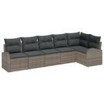Ensemble de Canapé de Jardin 6 Pièces avec Coussins en Rotin Poly Gris
