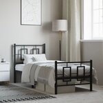 vidaXL Cadre de lit métal sans matelas avec pied de lit noir 75x190 cm
