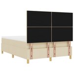 vidaXL Lit à Ressorts avec Matelas & Banc Crème 140x200 cm Tissu
