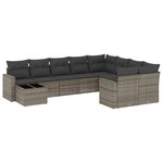 vidaXL Salon de jardin avec coussins 10 Pièces gris résine tressée