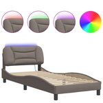 vidaXL Cadre de lit avec LED sans matelas taupe 80x200 cm tissu