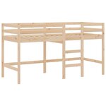 vidaXL Lit mezzanine enfants et rideaux rose 90x190cm bois pin massif