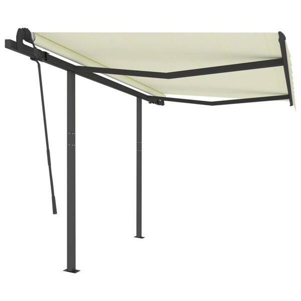 vidaXL Auvent rétractable automatique et poteaux 3x2 5 m Crème