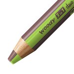 Crayon multi-talents woody 3 in 1 duo - vert clair-marron STABILO