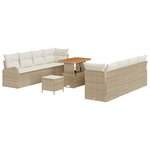 Ensemble de sofa de jardin vidaXL 11 pièces avec coussins beige en poly rattan acacia