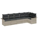 Ensemble de Canapé de Jardin 6 pièces avec Coussins Gris Clair Rattan Poly