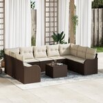 Ensemble de canapé de jardin de 9 pièces vidaXL avec coussins gris en poly rattan