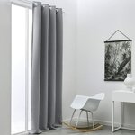 Rideau occultant à oeillets uni Gris 140 x 240 cm
