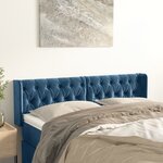 vidaXL Tête de lit avec oreilles Bleu foncé 147x16x78/88 cm Velours