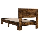 vidaXL Cadre de lit chêne fumé 100x200 cm bois d'ingénierie et métal