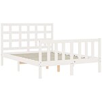 vidaXL Cadre de lit avec tête de lit blanc double bois massif