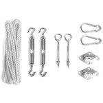 Perel Kit de fixation  2 tendeurs  2 pitons à visser  2 pontets sur platine  2 mousquetons  corde en nylon