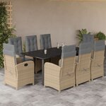 vidaXL Ensemble à manger de jardin et coussins 9 Pièces mélange beige