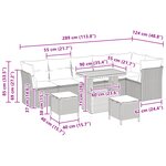 Ensemble de Canapé de Jardin 9 Pièces avec Coussins Beige en Rotin Synthétique Acacia