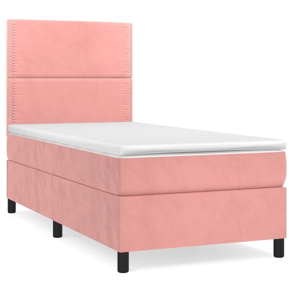 vidaXL Sommier à lattes de lit et matelas Rose 80x200 cm Velours