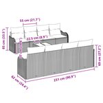 Ensemble de canapé de jardin 9 pièces avec coussins Gris