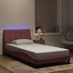vidaXL Cadre de lit avec lumières LED rose 100x200 cm velours