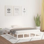 vidaXL Cadre de lit sans matelas blanc 200x200 cm bois massif