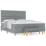 vidaXL Lit Box Spring avec matelas et banc Gris clair 180x200 cm Tissu