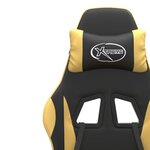vidaXL Chaise de jeu pivotante Noir et doré Similicuir