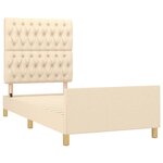 vidaXL Cadre de lit avec tête de lit Crème 90x190 cm Tissu