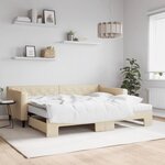 vidaXL Lit de jour avec gigogne et matelas crème 90x200 cm tissu