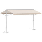 Store double pente manuel rétractable inclinaison réglable métal époxy blanc polyester imperméabilisé anti-UV beige dim. 3 95L x 2 98l x 2 55H m