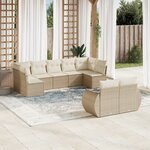 vidaXL Salon de jardin avec coussins 9 Pièces beige résine tressée