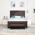vidaXL Lit Box Spring avec Matelas & Banc Marron Foncé 140x190 cm Tissu